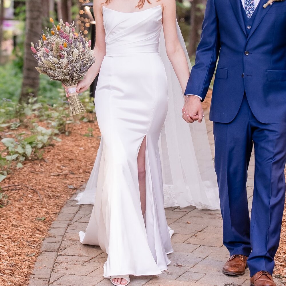 Willowby by Watters Elynor Strapless Satin Mermaid Wedding Gown - Picture 9 of 10